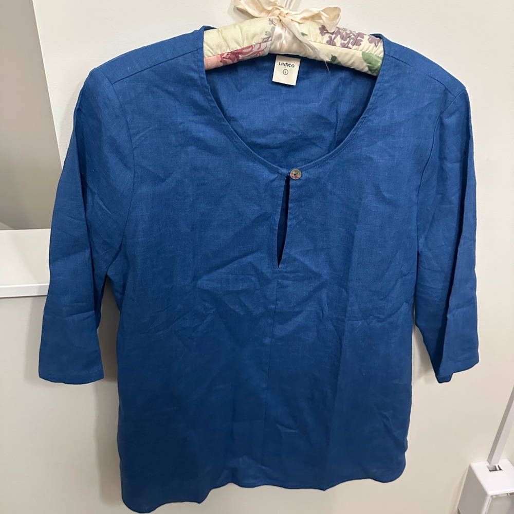 Lintico linen pull over blouse EUC